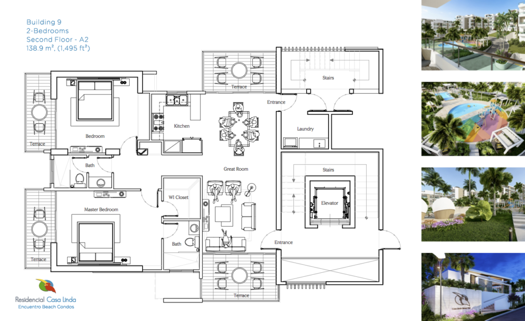 Floor Plan Building 9 – 2 Bedrooms | Dominican Republic Properties For Sale