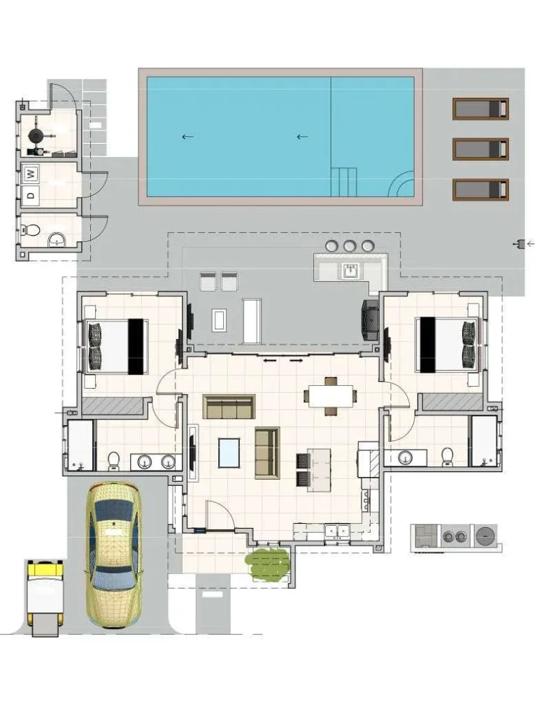 Villa Sunseeker Casa Linda 2-Bedroom-Floor-Plan